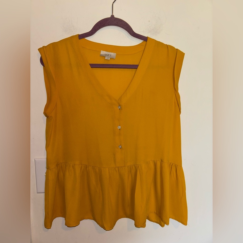 LOFT Gold Sleeveless Peplum Blouse